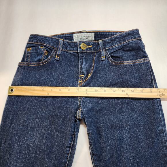 Vintage Y2K Phat Fashion Silver Label Flare Jeans Size 5 28x33 Dark Flat Front - Picture 8 of 12